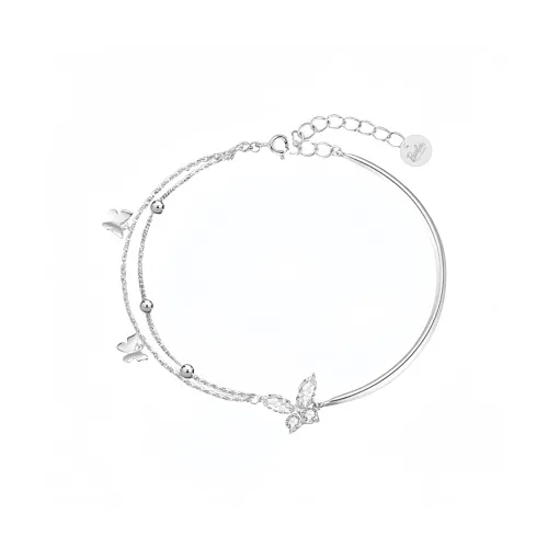 Barbie S925 Silver Bracelets Women's Silver, Gift Box Set