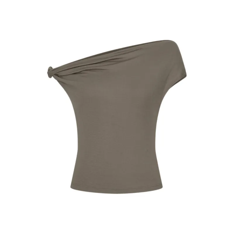 URBAN REVIVO T Shirts Women's Light Gray Brown-8