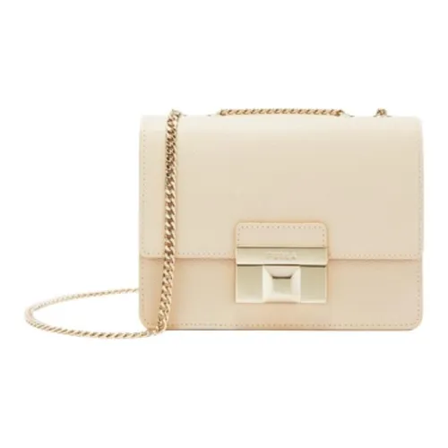 Furla Cow Leather Small Square Bag Shoulder Bag, Crossbody Bag Mini Women's Nude