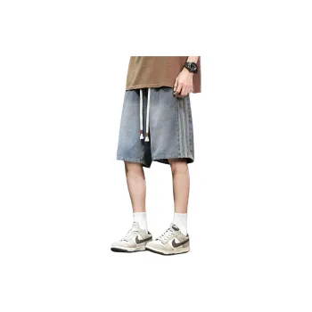 Tonlion Denim Shorts Men Light Denim Blue