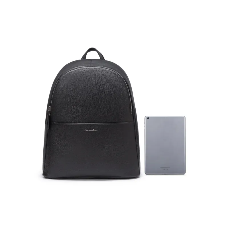 Chrisdien Deny Cow Leather Backpack Men's Black-3