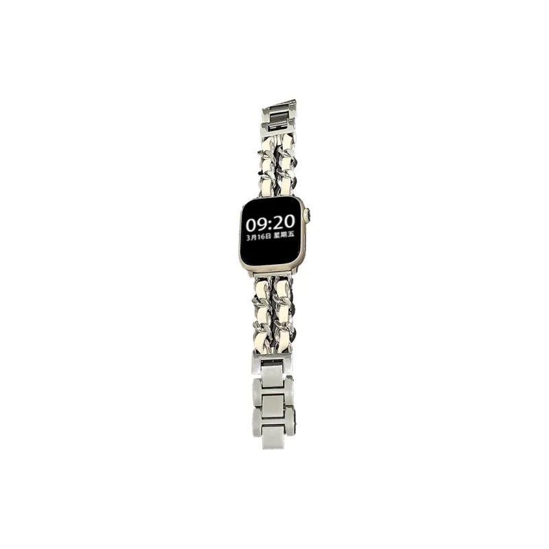 UHADA Apple Compatibility Watch Band Metal With Leather Material-11
