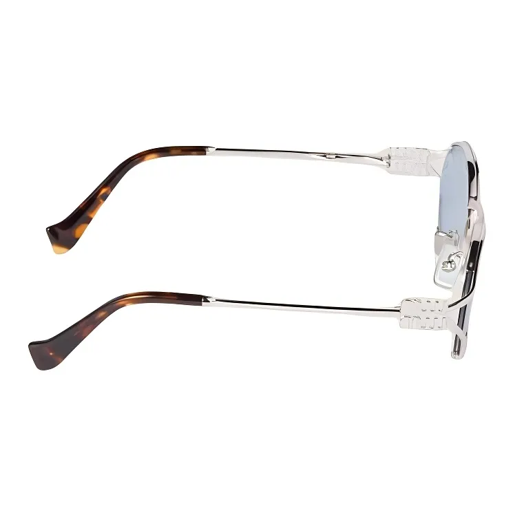 MIU MIU Metal Oval Sunglasses Women's Silver-2