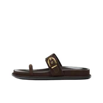 ZARA PU Polyurethane Abrasion Resistant Slide Slippers Women's Brown