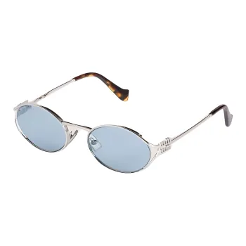 MIU MIU Metal Oval Sunglasses Women's Silver