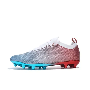 Jifffly Soft Ground Abrasion Resistant Support Lightweight Soccer Shoes Unisex Electric Glow Red Blue
