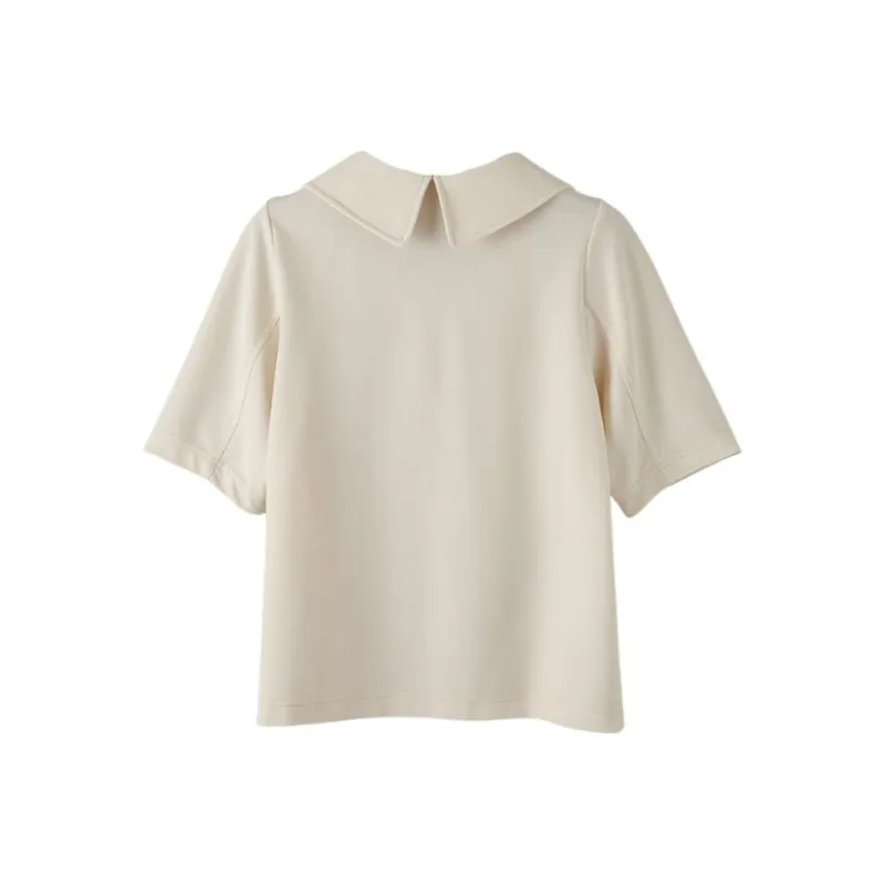 Late White T Shirts Women's Beige Apricot-1