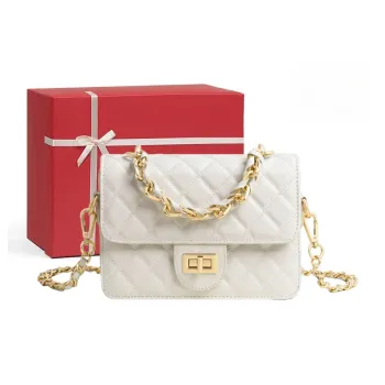 CNNCOO Cow Leather With Synthetic Leather Shoulder Bag Women's White/Black