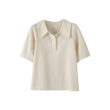 Late White T Shirts Women's Beige Apricot