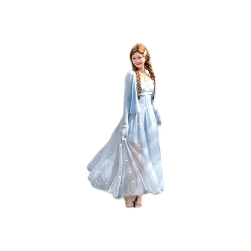 Mu Xiao Xin Slip Dresses Women's Blue-0