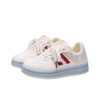 WJA Skateboard Shoes Women's Low Top White Blue/Beige Pink