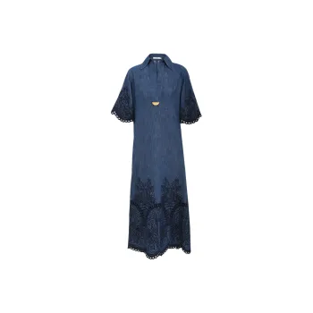 Zimmermann SS25 Summer Swimsuit Collection Short Sleeved Dress Women's Blue