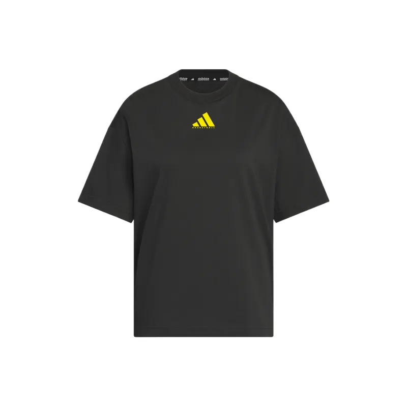 Adidas Drop Shoulder Sleeve T Shirt Women's Yellow Black-0