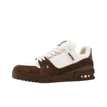 LOUIS VUITTON Trainer Low Top Skateboard Shoes Men's White Brown