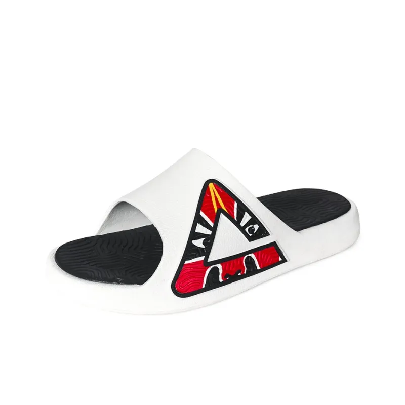 PEAK Tai Ji1.0 Slip Resistant Abrasion Resistant Cushioning Slide Slippers Men's Black Red Mismatched-2