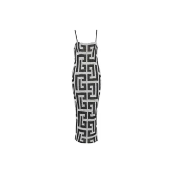BALMAIN Monogram-jacquard Midi Dress