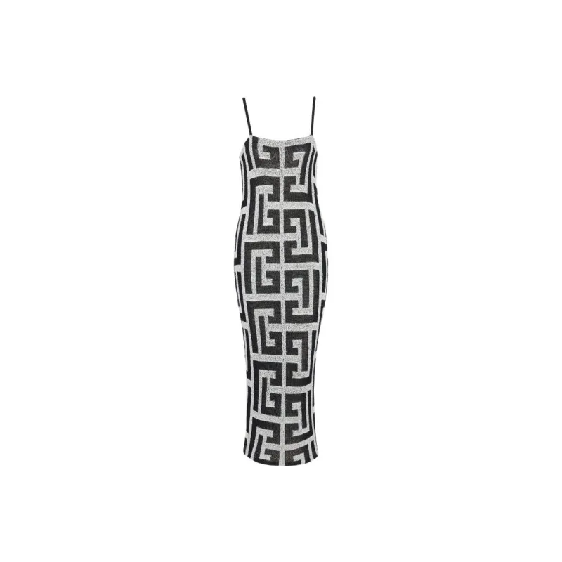 BALMAIN Monogram-jacquard Midi Dress-0