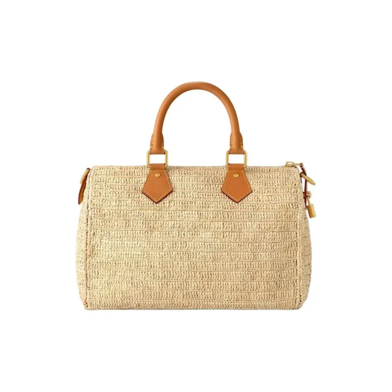 LOUIS VUITTON Speedy Raffia Shoulder Bag, Crossbody Bag, Handbag Men's Light Brown-2
