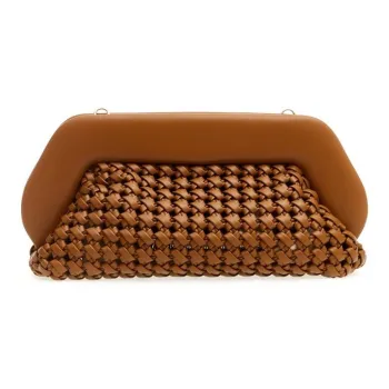THEMOIRE Leather Clutch Tubas Women's Tan