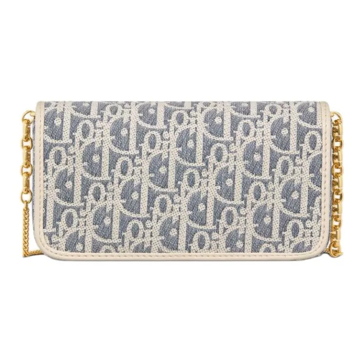 DIOR Miss Caro Cotton Shoulder Bag Small Size Women's Blue-3