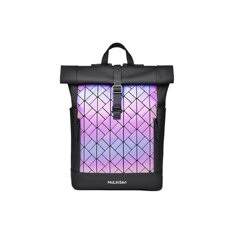Mulinsen PU Backpack Handbag Regular Unisex Classic Black / Fashion Gray / Rhombic Black / Rhombic Color-4