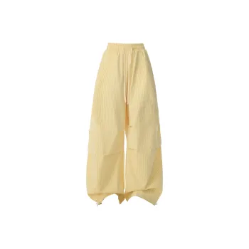 Wen Shan Casual Pants Women's Stripes Yellow