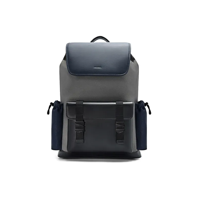PEDRO Synthetic Material Patchwork Fabric Backpack Tubas Men's Black/Composite Color-8