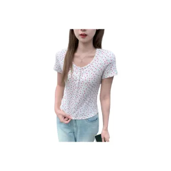 Mu Xiao Xin T Shirts Women's Pink Floral