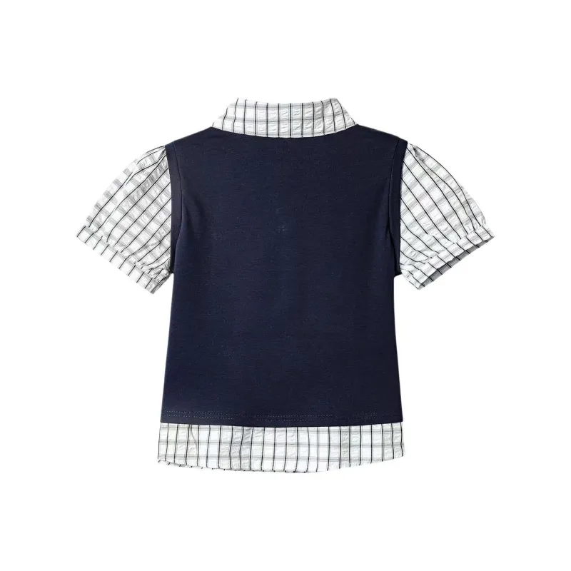 ABCMININ T Shirts Women's Navy Blue-1