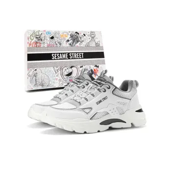 SESAME STREET Chunky Sneakers Men Low Top Good White/Beige Apricot/Classic Black White