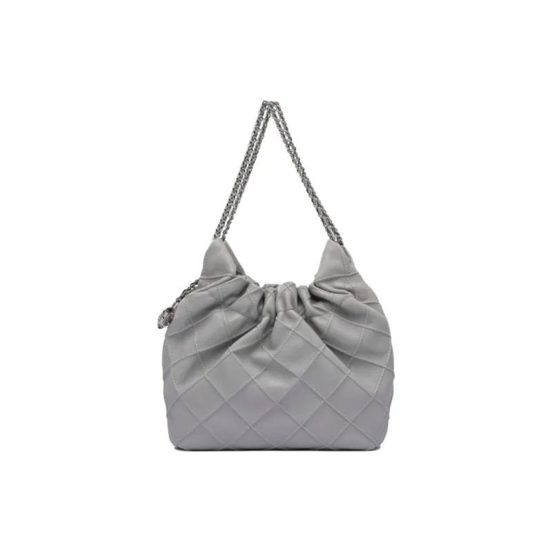 TORY BURCH Fleming Nappa Leather Crescent Bag, One Shoulder Handbag Mini Women's Gray-1