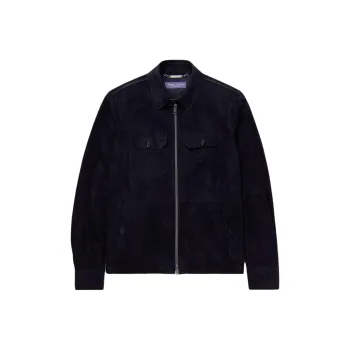 Polo Ralph Lauren Leather Jacket Men's Marine Blue