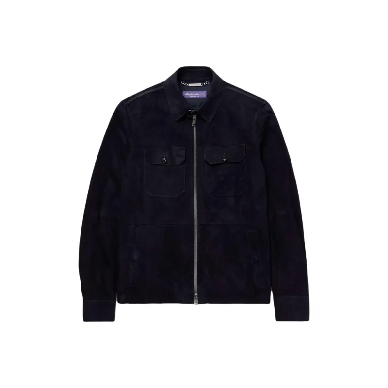 Polo Ralph Lauren Leather Jacket Men's Marine Blue-0