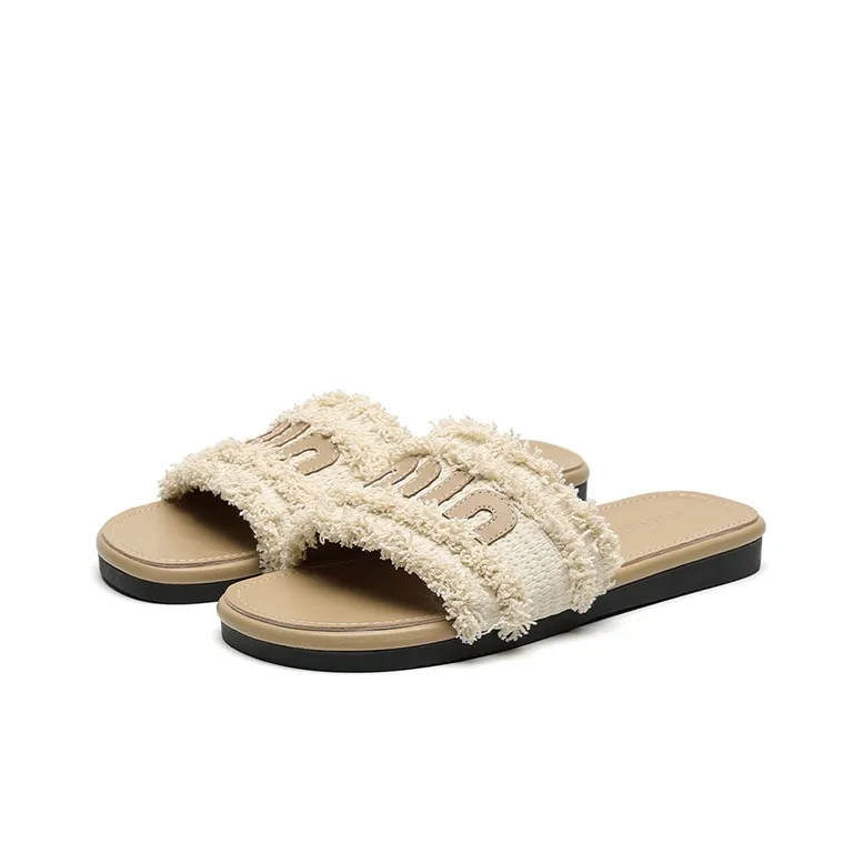 FIVE PLUS Slip Resistant Slide Slippers Women's Beige-2