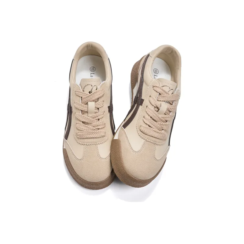 La Chapelle Wear-Resistant Slip-Resistant Low-Top Casual Shoes Women's Beige Brown-2