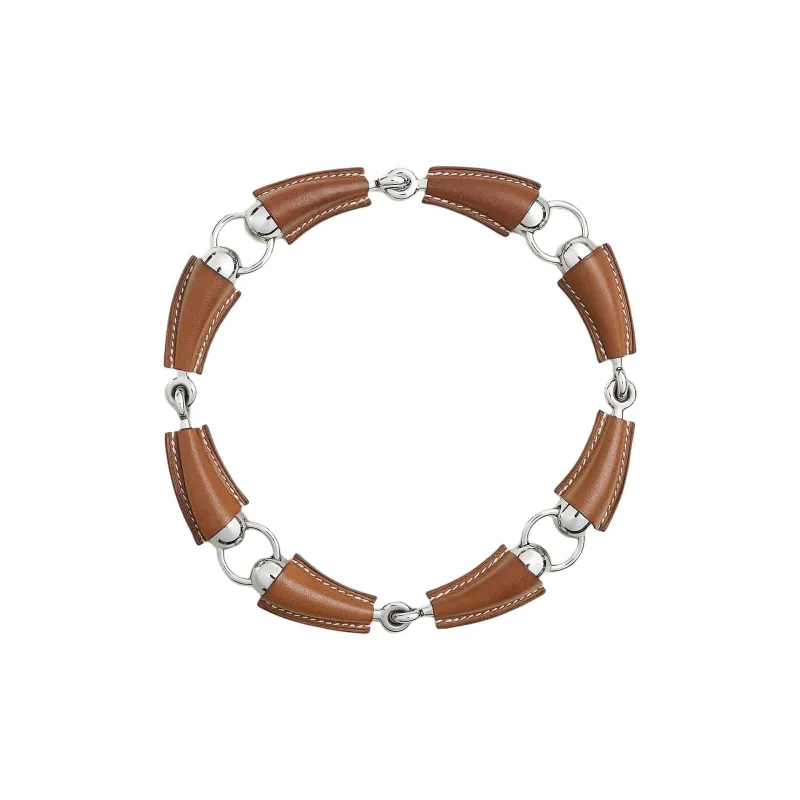 HERMES Leather Necklaces Women's Brown-1