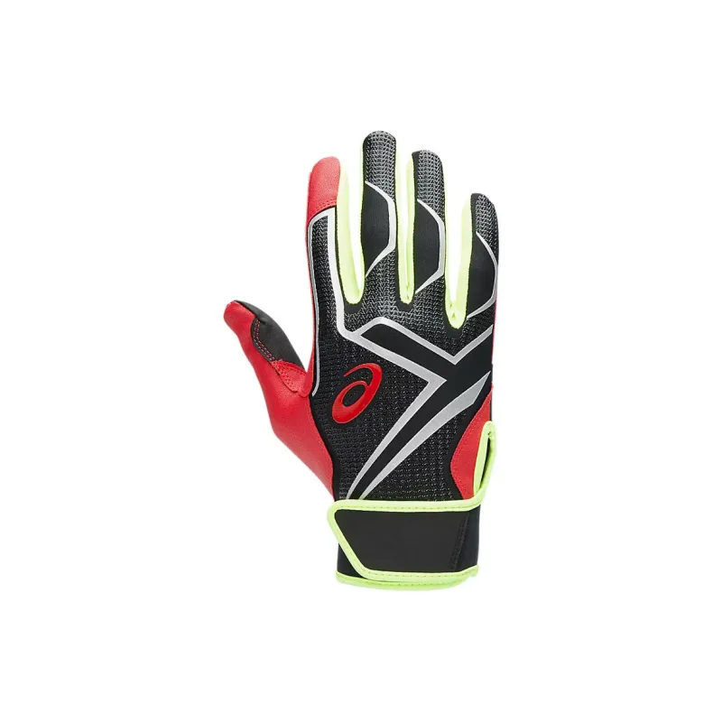 Asics Baseball Gloves Batter's Glove Leather Men's Black Red-0