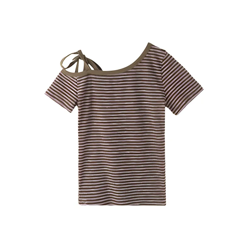 DOKZB T Shirts Women's Purple & Coffee-1