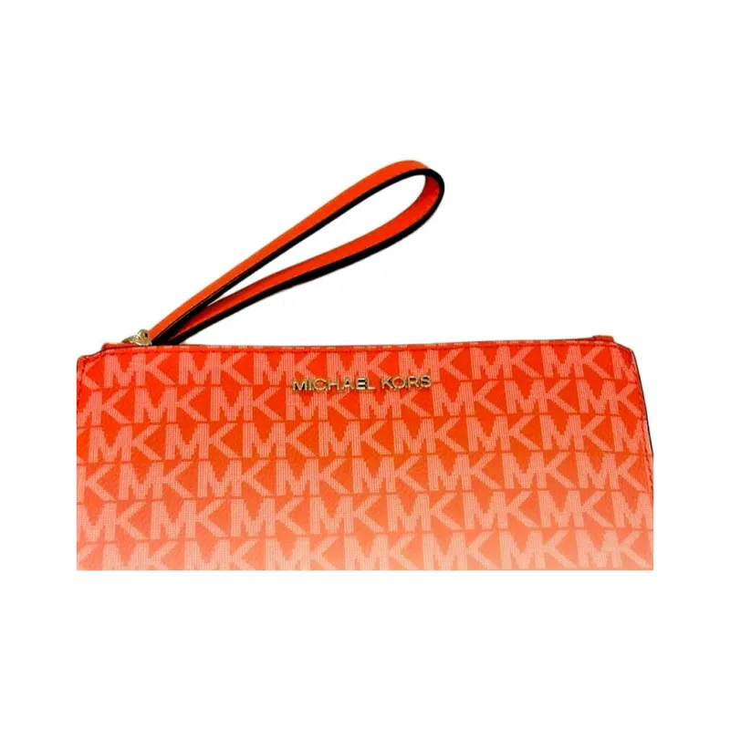 MICHAEL KORS Jet Set Coated Canvas Wallet Large Size Women's Enchanting Orange-4