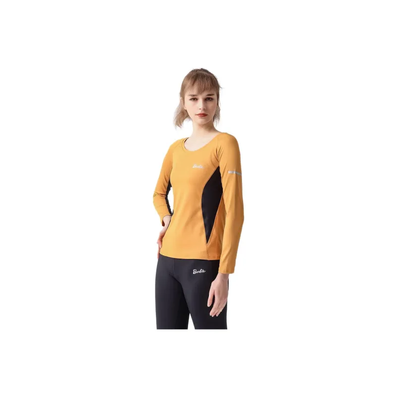 Barbie Yoga T Shirts Women's Ginger Yellow+Black-0