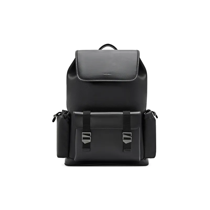 PEDRO Synthetic Material Patchwork Fabric Backpack Tubas Men's Black/Composite Color-1