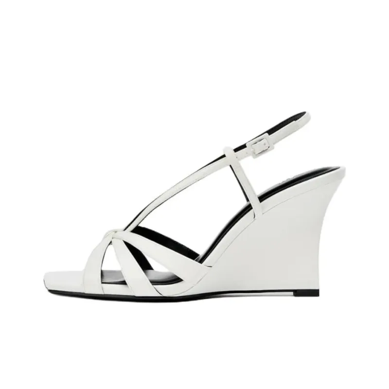 ZARA One Strap Sandals 9.5cm Women's White-0