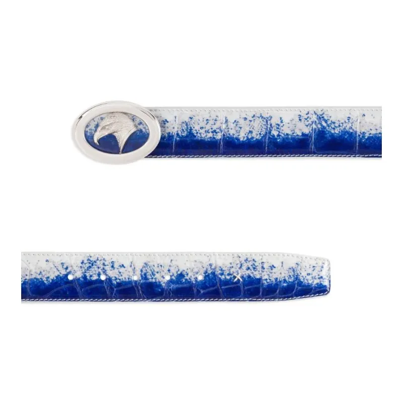 STEFANO RICCI Himalayan Crocodile Leather Belts Unisex Blue Width 3.8cm-2