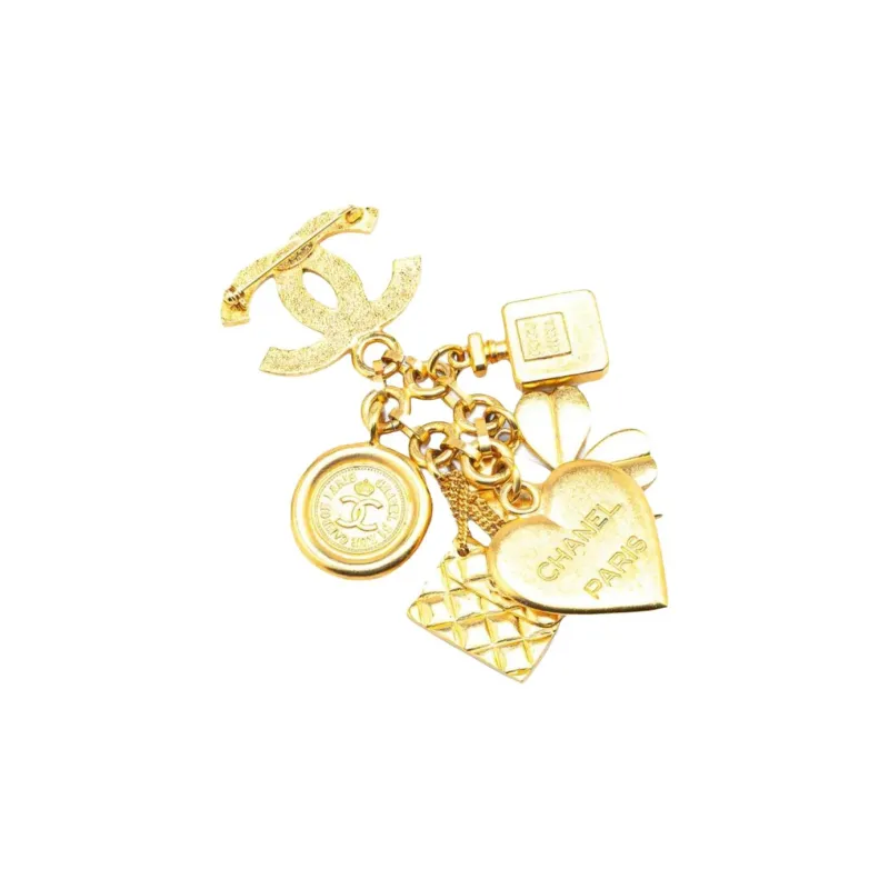 CHANEL 1995 Plated Cc Iconic Lucky Charms Brooch Costume Brooch-1