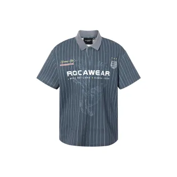 ROCAWEAR Polo Shirts Unisex Black Gray Stripes