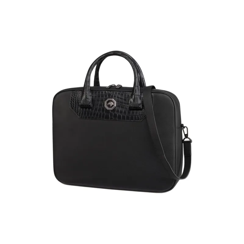 STEFANO RICCI Cow Leather Briefcase Men's Black-1