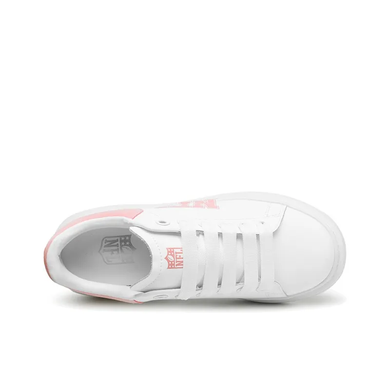 NFL Wide White Loose Fit Sneakers Low Top Skateboard Shoes Women's White Pink-3