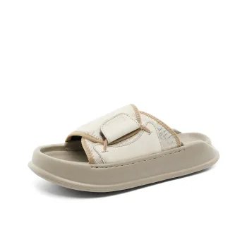V ZERO FIVE Rubber Sole Leather Patchwork Slip Resistant Shock Absorbers Slide Slippers Men's