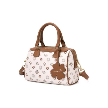 RED DRAGONFLY PVC Boston Bag, Shoulder Bag, Crossbody Bag, Handbag Women's Ecru