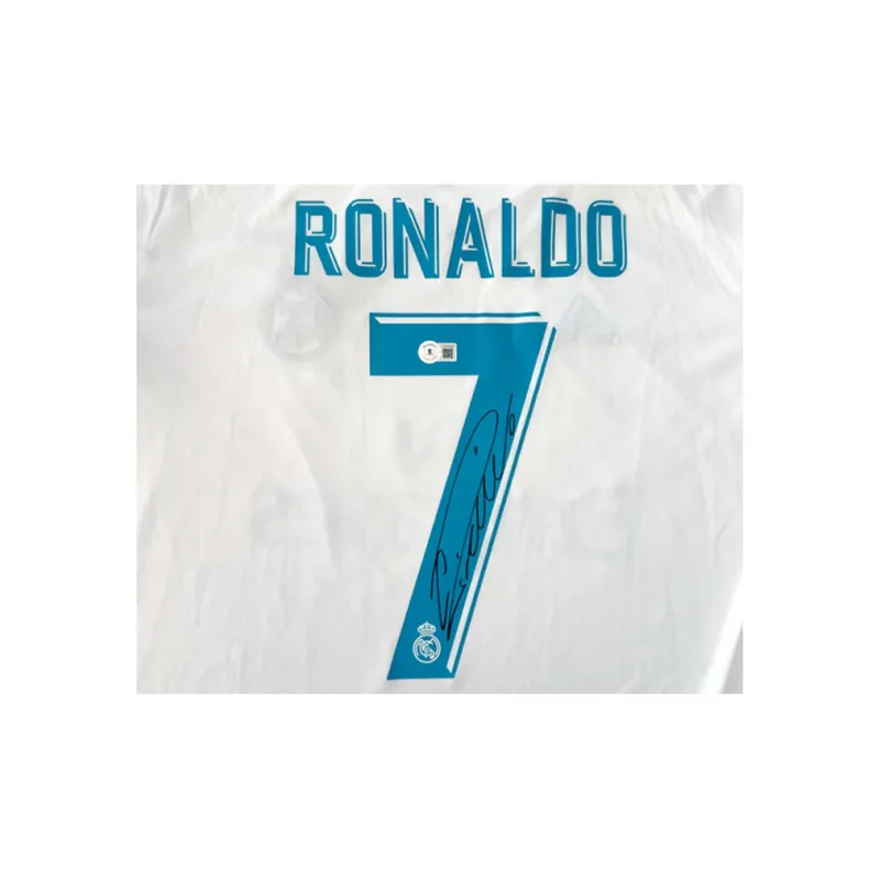 Three For Real Madrid Team Jersey Beckett Official Certification Exquisite Mounting, Outer Frame Approx. 65x85cm-3